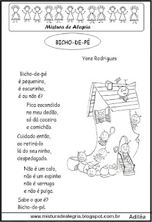 Poesia Bicho-de-pé, atividades de alfabetização