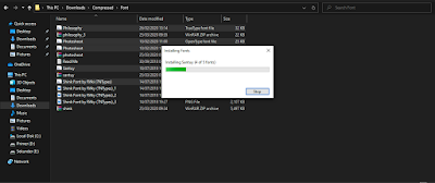 sedang memasang font