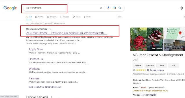 AG recruitment of google search results