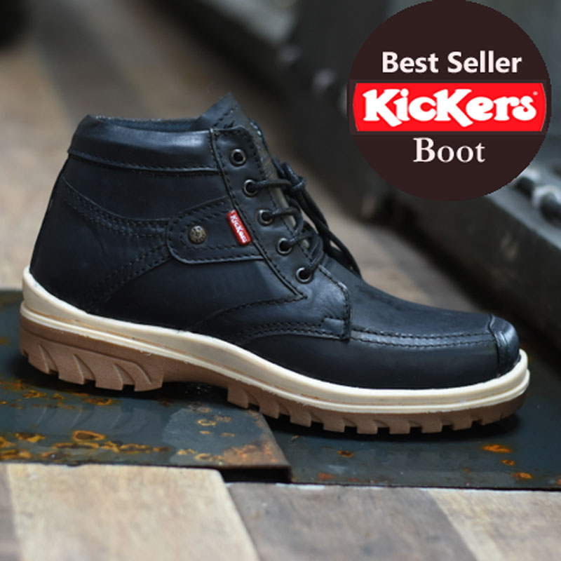  Sepatu  Kickers Boot Warna Cream Kulit  Asli  SKB004 