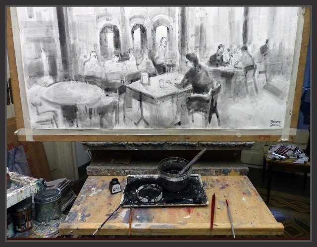 DIBUIXANT-INTERIOR-CAFETERIES-DIBUIX-DIBUJOS-INTERIORES-CAFETERIAS-DIBUIXOS-TINTA-PERSONATGES-FOTOS-ARTISTA-PINTOR-ERNEST DESCALS