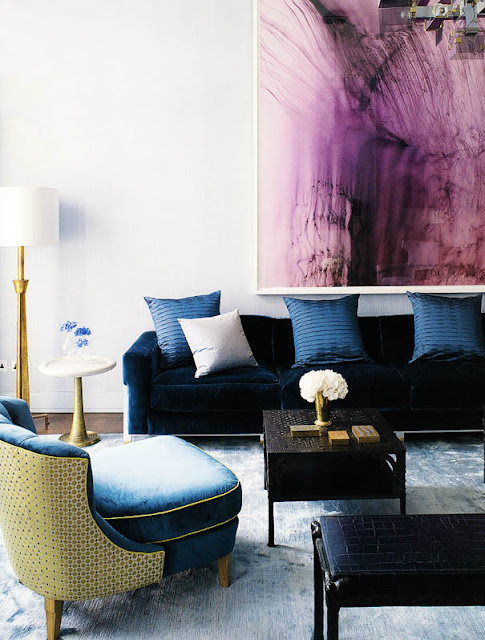 Blue and purple living room