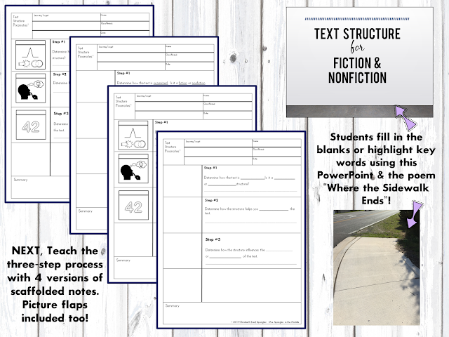 Teaching middle school students to USE text structures is easy with these scaffolded visual notes!  #lesson #activities