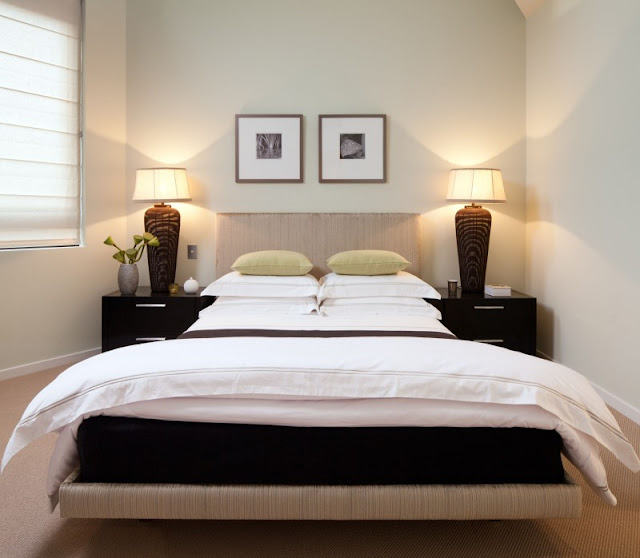 Photo of big modern bed in the bedroom