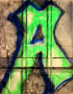 Graffiti Art A Green Blue Train