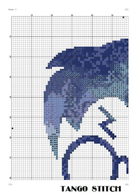 Blue glasses silhouette watercolor cross stitch pattern - Tango Stitch