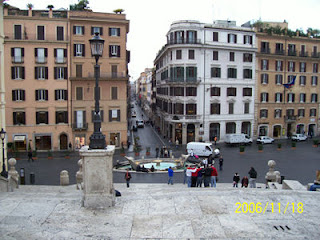 Looking down from the top of the Spanish Steps in Rome.