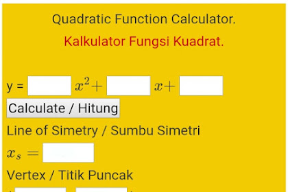 VERTEX, AXIS OF SIMETRY AND THE INTERCEPTS OF QUADRATIC FUNCTION / TITIK PUNCAK, SUMBU SIMETRI DAN TITIK POTONG SB-X SB-Y FUNGSI KUADRAT