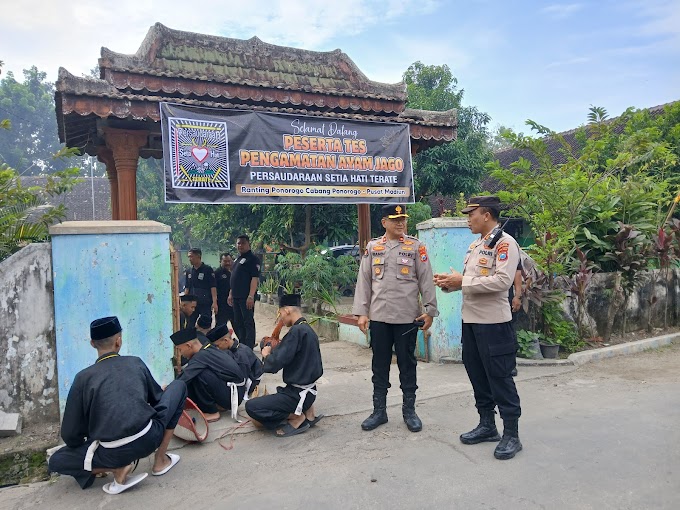 Tradisi, Disiplin, dan Persaudaraan Warnai Tes Ayam Jago PSHT Ranting Ponorogo, Polsek Ponorogo Kawal Kegiatan Secara Humanis