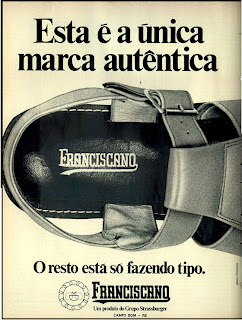 anúncio sandálias masculinas marca franciscano de 1974