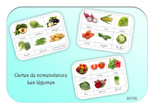 Cartes de nomenclatures les légumes en maternelle