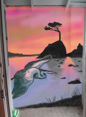 Pelican Mural, Beach Mural Design, Yachats Mural, Oregon Coast Mural