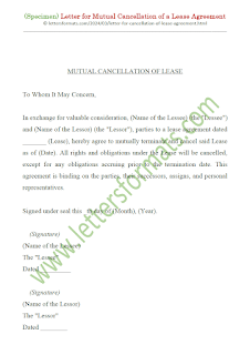 letter format for mutual cancellation of a lease agreement