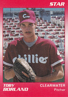 Toby Borland 1990 Clearwater Phillies card