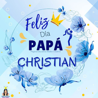 Solapín Feliz Día del Padre - Nombre Christian para imprimir gratis