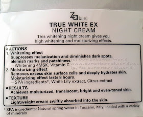 Review: Za True White Night Cream (From Shiseido)