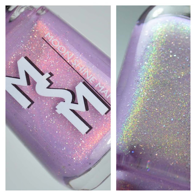 lavender nail polish with color shifting shimmer in a bottle