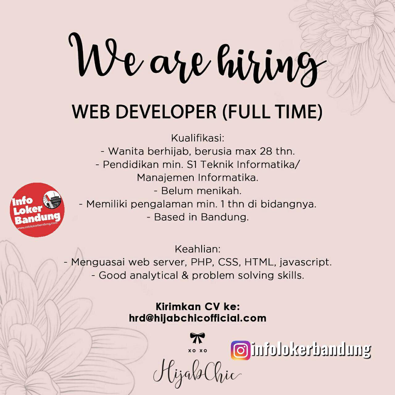 Lowongan Kerja Web Developer HijabChic Bandung Maret 2019 Info