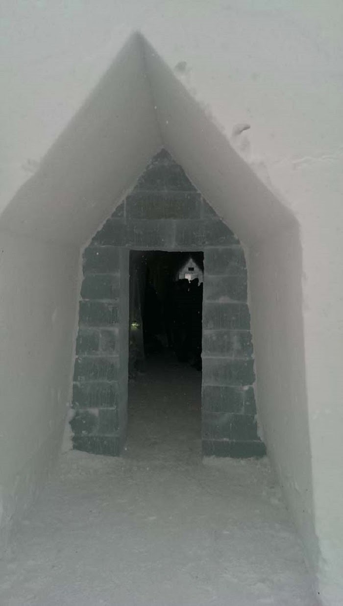 As the “ice hotel” moniker implies, it’s made out of ice and snow.