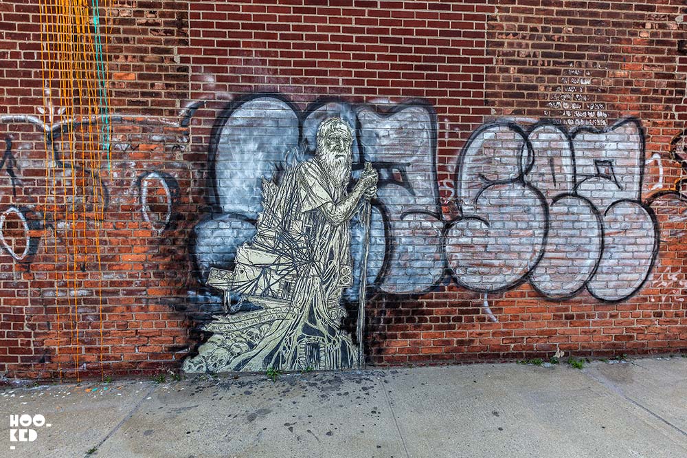 New York Street art in Brooklyn by artist Swoon.