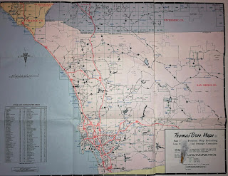 The old Thomas Brothers Map,Los Angeles, Orange and San  Diego County Foldout Map, Los Angeles, California, page, grid, Mary Cummins, Real Estate Appraiser, Real Estate Appraisal, 1991, Rand McNally, cartography, maps, Thomas Brothers Guide, Thomas Bros, index, guide