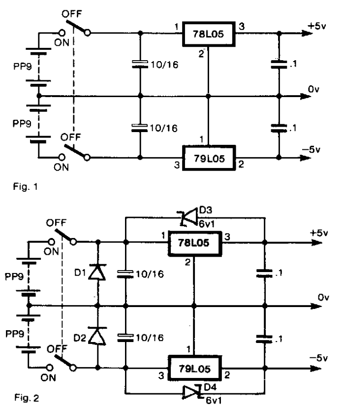 Bipolar Power supply for Battery Instruments Circuit Diagram