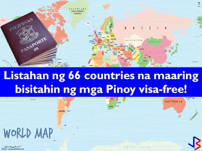 Are you a Philippine passport holder? Is yes, you can now visit 66 international destinations this year visa-free! With this, the Philippine passport is now the seventh strongest in Southeast Asia. This was after three more countries and territories gave the Philippines visa-free access raising the number of countries that offer visa-free access to the Philippines to 66. This includes China, Taiwan, and South Korea. China offered visa-free travel to Hainan to 59 countries, including the Philippines, in April, while visa-free access to Taiwan was offered beginning November 2017.  South Korea temporarily opened its borders for visa-free travel to the Philippines until April 2018 due to the 2018 Winter Olympics.   This is based on 2018 Henley Passport Index that looked into the travel freedom of countries based on an authoritative database of travel information.  The following are the complete list of 66 other countries and territories that offer visa free-access to the country.  Asia  Brunei Cambodia Hong Kong Indonesia Kyrgyzstan* Laos Macao Malaysia Maldives* Mongolia Myanmar Nepal* Singapore Sri Lanka** Thailand Timor-Leste* Vietnam China South Korea Taiwan Africa  Cape Verde* Comores Island* Cote d'Ivoire Djibouti* Gambia Guinea-Bissau* Kenya* Madagascar* Malawi* Mauritania* Mauritius* Morocco Mozambique* Rwanda Seychelles* Somalia* St Helena* Tanzania* Togo* Uganda* Oceania  The Cook Islands* Fiji The Marshall Islands* Micronesia Niue Palau Islands* Papua New Guinea* Samoa* Tuvalu* Vanuatu Carribean  Dominica Haiti St Lucia* St Vincent and the Grenadines Trinidad and Tobago* Americas  Bolivia Brazil Colombia Costa Rica Ecuador Nicaragua* Peru Suriname Middle East  Armenia* Iran* Israel *visa on arrival  Meanwhile, Japan unseated Singapore on the top ranking in the passport index. Japan gain visa-free access to 189 countries while Singapore â€” 188. Third on the rank are South Korea, Finland, France, Italy, Spain, and Sweden with visa-free access to 187 countries; Austria, Luxembourg, the Netherlands, Norway, Portugal, the United Kingdom, and the United States followed in fourth place at 186 countries.  The lowest ranked passport globally are Afghanistan and Iraq with 30 countries.