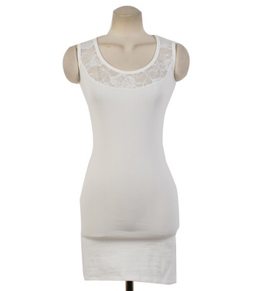 Lace Neck Slim Fit Sleeveless Dress