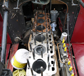 Scammell lorry engine being rebuilt
