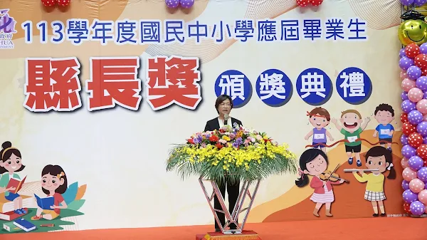 ▲彰化縣長王惠美勉勵學生敦品勵學，培養健全人格，邁向更美好的未來。（記者林明佑攝）