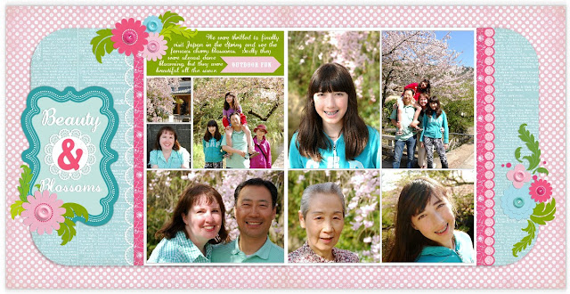 Carina Gardner Garden Rose Spring Digital Scrapbook Layout by Mendi Yoshikawa