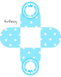 Light Blue Crown in Stripes and Polka Dots  Free Printable Boxes for a Quinceanera Party.