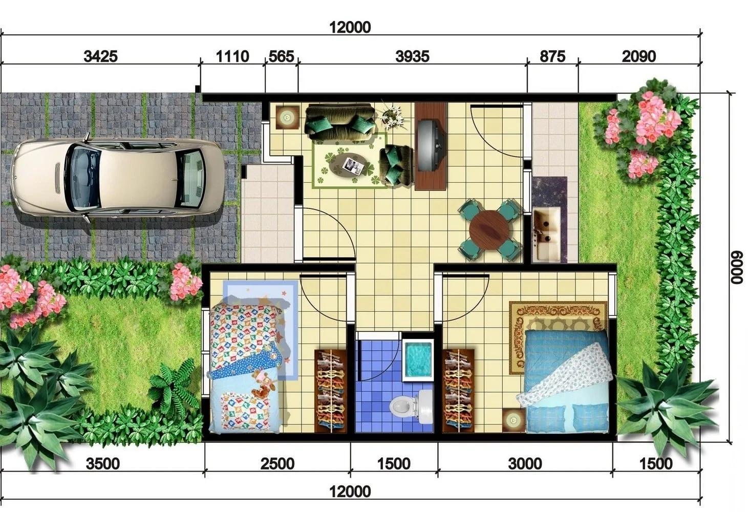 26 Ide Desain Rumah Minimalis Tampak Depan Ukuran 6x12 Paling