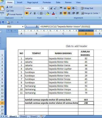 Belajar Fungsi SUM, SUMIF Dan SUMIFS Dalam MS Excel