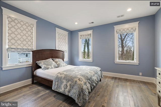 blue bedroom, interior view: Sears Crescent at 2271 N Upton Street, Arlington, Virginia