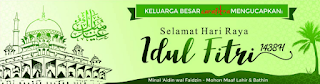 Contoh Spanduk, Banner, Baleho ucapan Lebaran Idul Fitri 2019 warna Hijau Pohon Kelapa