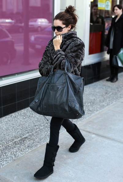 Ashley Tisdale with Balenciaga Bag and Bailey Button UGGs