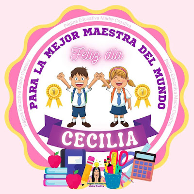 PIN de Maestra con nombre Cecilia - Diseño 3