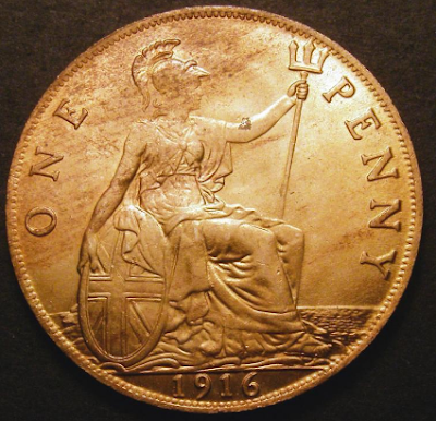 1916 one penny georgivs value