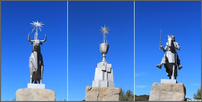 Detalles del monumento dedicado al Padre Tajo (símbolos de Teruel, Cuenca y Guadalajara)