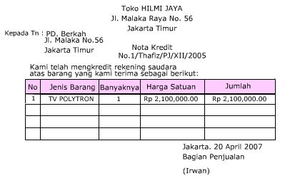 Contoh Buku Besar Bentuk 3 Kolom - Contoh II