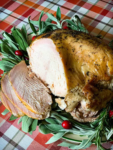 Slow Cooker Turkey Breast is simple to prepare and has as much flavor as a whole turkey.  Start with a bone in, skin on, and use the same seasonings.
