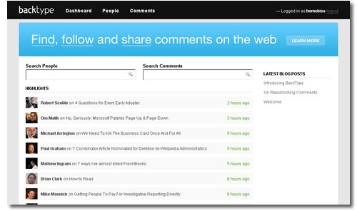 BackType, Blog Comments Aggregator