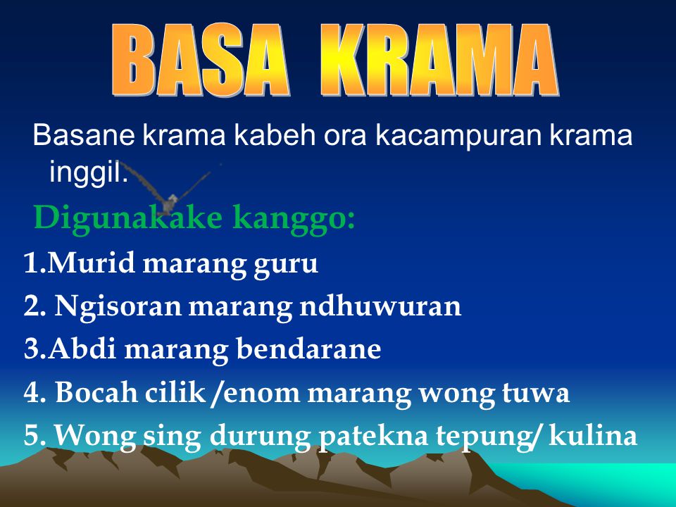 Daftar Kosa Kata Krama Inggil Bahasa Jawa MUDA MUDI 