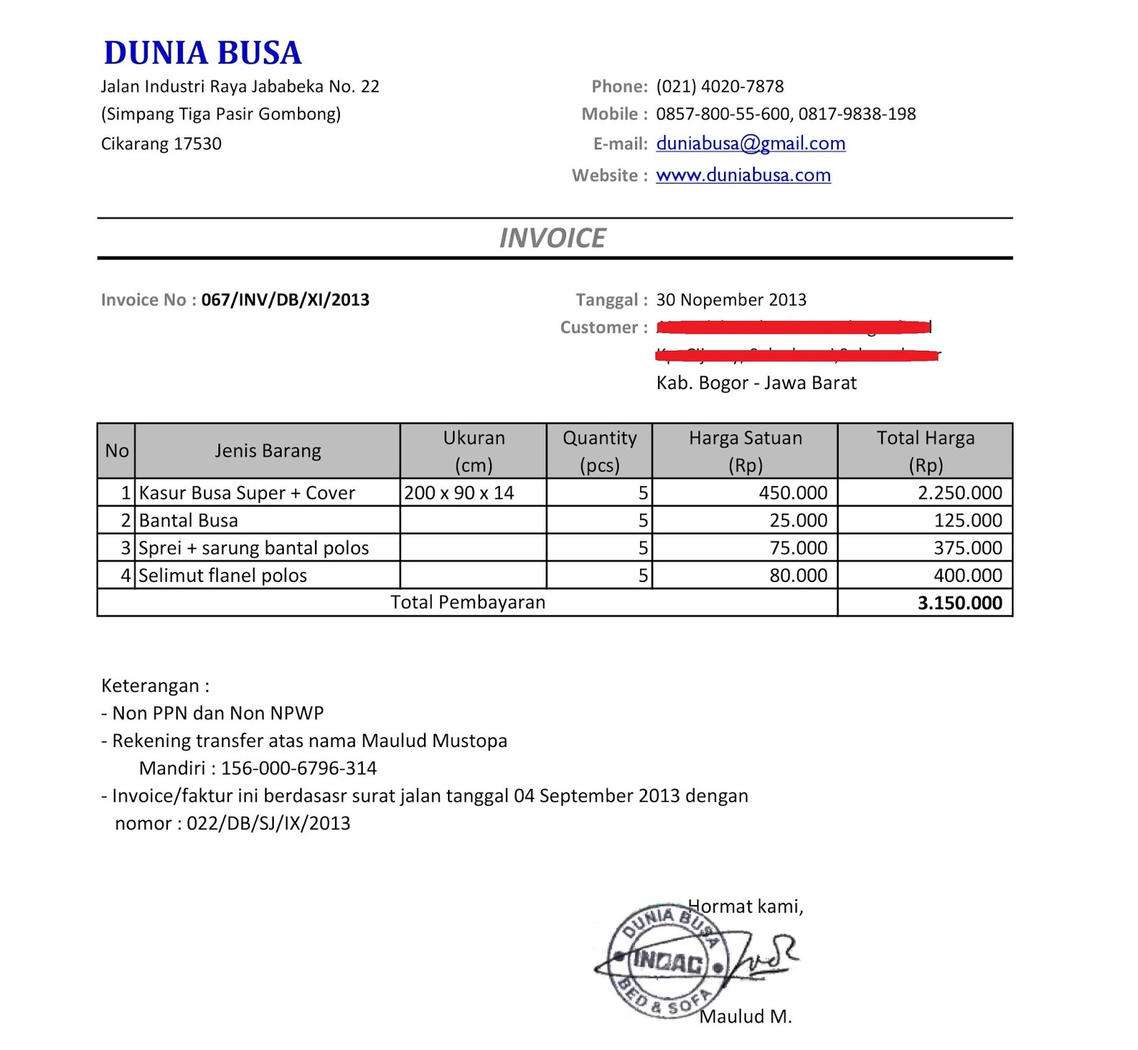 Contoh Invoice Format Related Keywords & Suggestions 