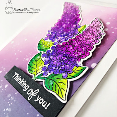 Lilac Card by Samantha Mann for Newton's Nook Designs, Distress Oxide Inks, Thinking of You, cards, Card Making, #newtonsnook #newtonsnookdesigns #lilac #lilacs #disterssoxide