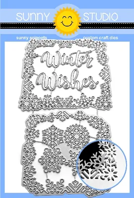 Sunny Studio Stamps: Layered Snowflake Frame Metal Cutting Dies (with Winter Wishes Script Phrase word dies)