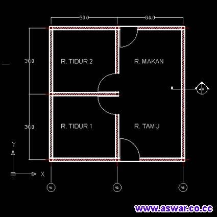 Gambar Rumah Sederhana Dengan Autocad