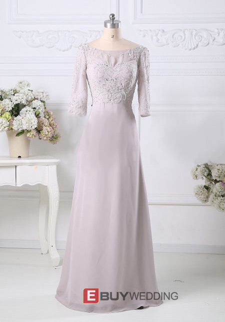 Custom Chiffon Mother Dresses with 3/4 Sleeves