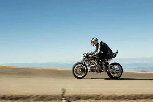 Guy Martin aboard his mental 500hp Suzuki on the way to winning Pikes Peak.